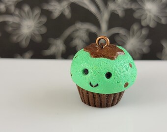 Chocolate Mint Muffin Polymer Clay Charm