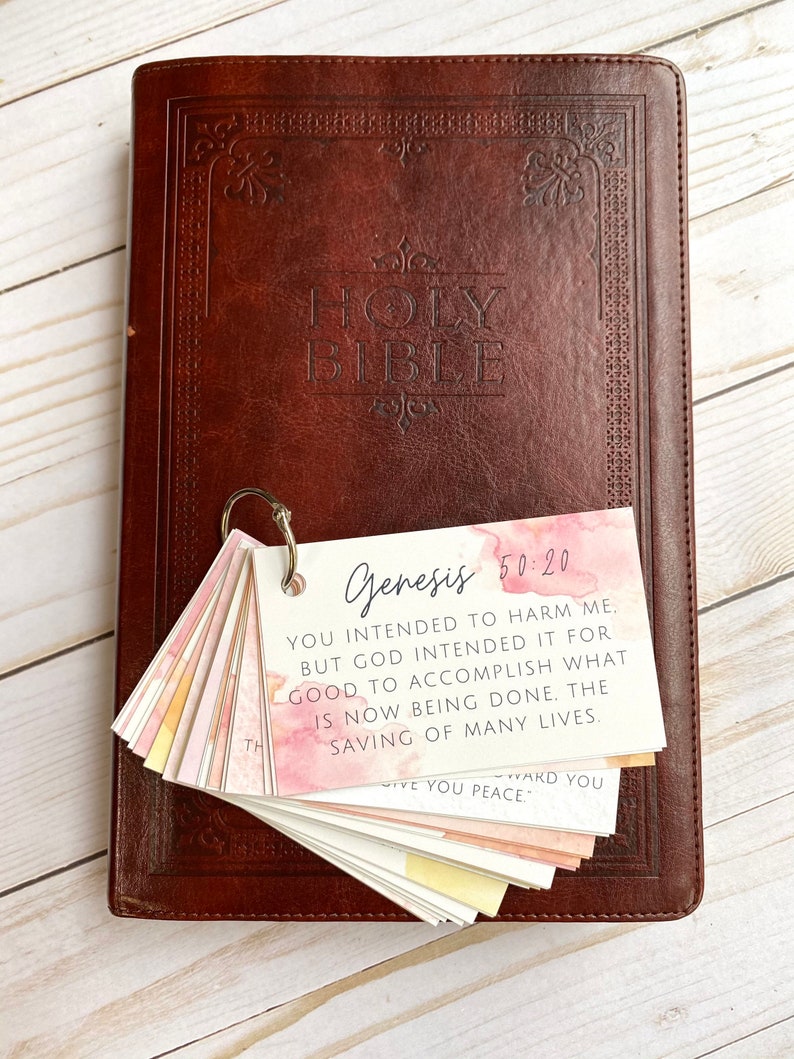 attributes of God and Encouragement Cards on binder ring Scripture Memory
