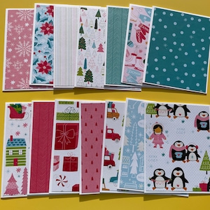 Christmas Note Card Set: Pastel Holiday Designs, Glitter Accents (Set of 14)