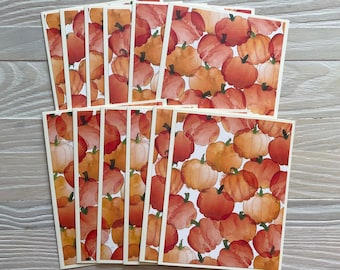 Watercolor pumpkins note cards/set of 12, budget EZ, blank inside