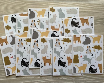 Happy cats note cards/set of 12, budget EZ, blank inside, all occasion, cat lovers