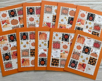 Patchwork Quilt - Pumpkins note cards/set of 10, blank inside