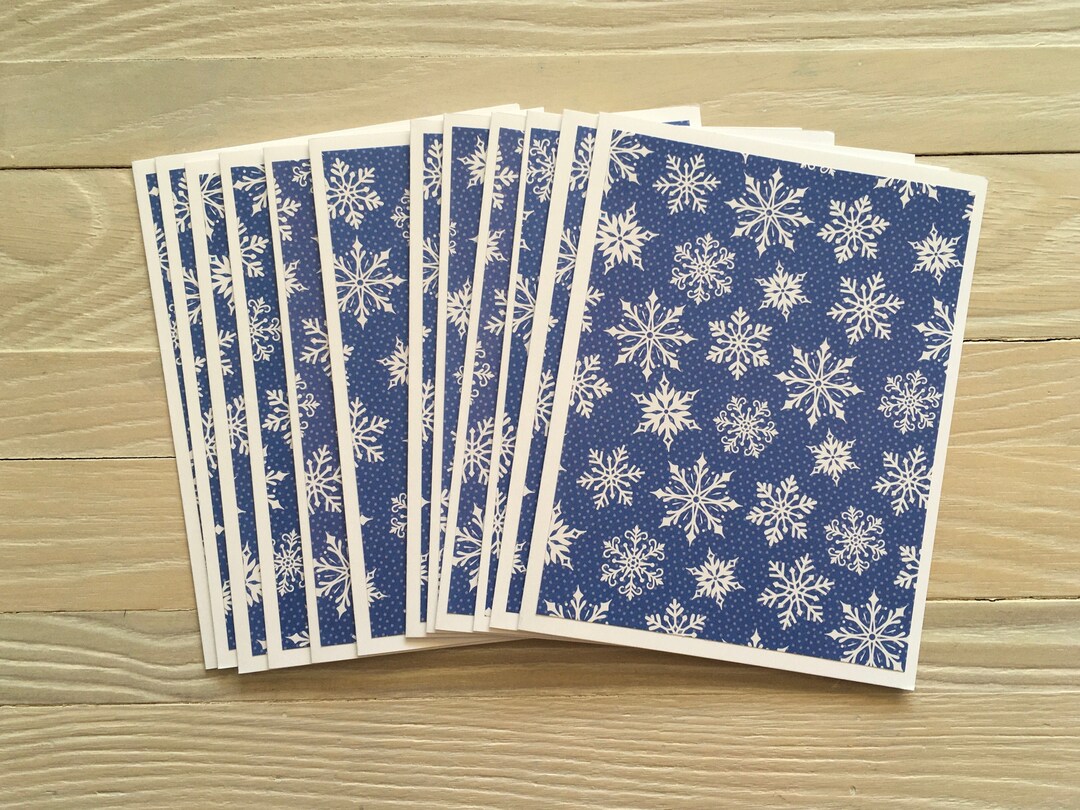 Medium Snowflakes on Blue Note Cards/set of 12, Budget EZ, Blank Inside ...