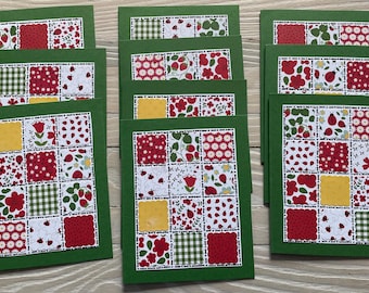Patchwork Quilt - Ladybugs note cards/set of 10, blank inside