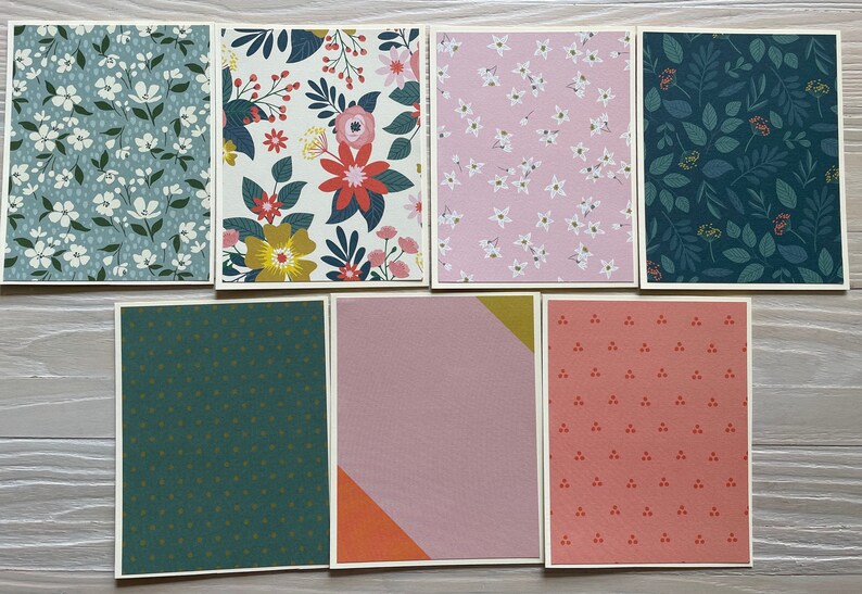 Floral Note Card Set: Summer Flower Designs, Set of 7 - Etsy