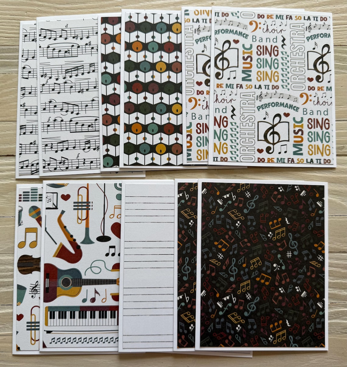 For the Love of Music Note Cards /set of 12, Budget EZ, Blank Inside ...