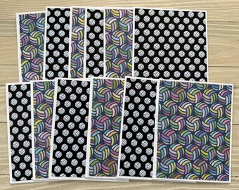 Volleyball Duo note cards/set of 12 cards and envelopes,   budget EZ, blank inside, all occasion