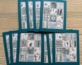 Patchwork Quilt - Snow Pine note cards/set of 10 cards and envelopes, blank inside