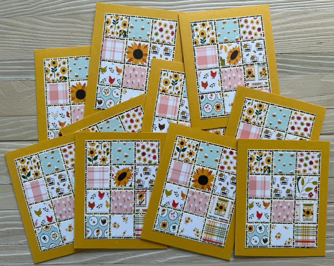 Sunflower Summer Patchwork Quilt Note Cards (set of 10) Blank Inside - Etsy