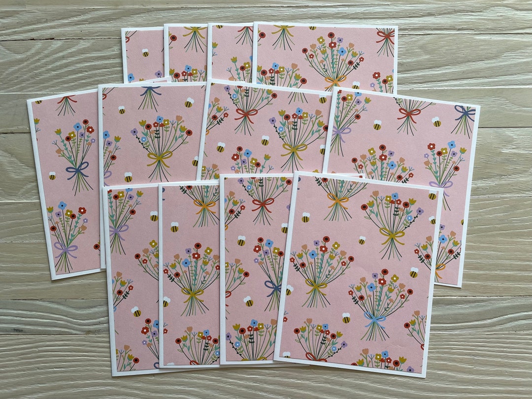 Flower Bouquets Note Cards/set of 12, Budget EZ, Blank Inside, All