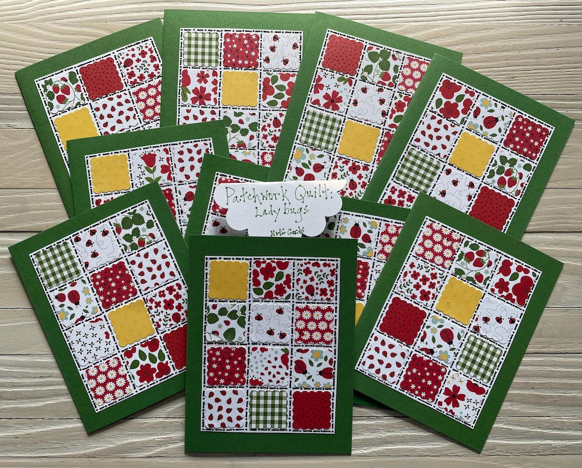 Patchwork Quilt - Ladybugs Note Cards/set of 10, Blank Inside - Etsy
