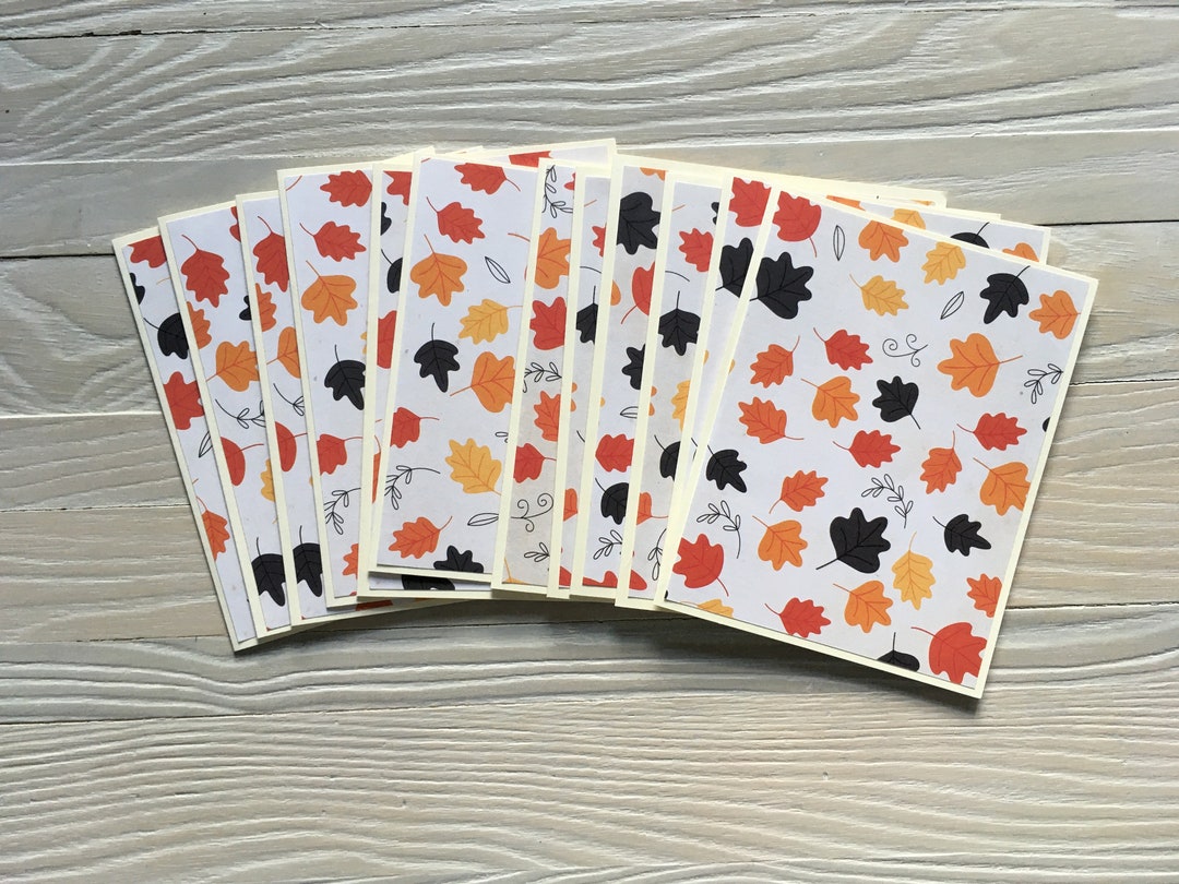 Tumbling Fall Leaves Note Cards/set of 12, Budget EZ, Blank Inside - Etsy
