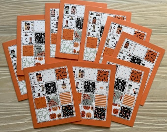 Patchwork Quilt - Spooktacular Halloween note cards/set of 10 cards and envelopes, blank inside