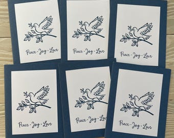 Dove of Hope note cards, set of 6 with envelopes,  hand stamped, blank inside