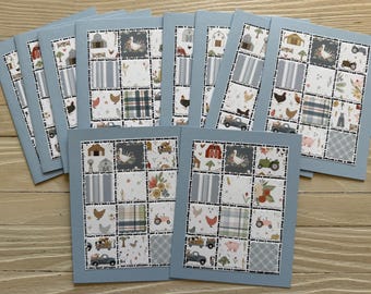Loving it On the Farm patchwork quilt note cards, set of 10 cards and envelopes