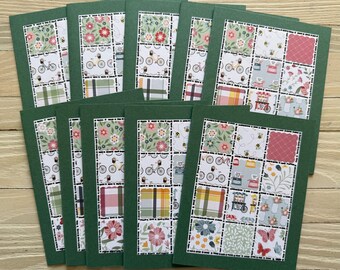 Life is Beautiful patchwork quilt note cards, set of 10 deluxe notes and envelopes, blank inside
