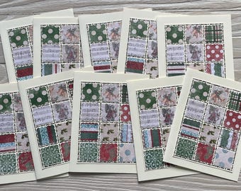 Patchwork Quilt - Nostalgic Christmas note cards/set of 10, blank inside