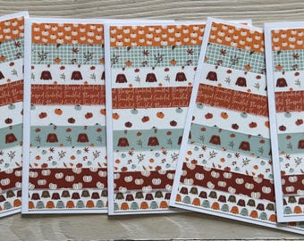 Thanksgiving washi tape #3 note cards, set of 5 cards and envelopes, blank inside,