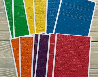 Embossed Happy Birthday Note Cards - Set of 12 with Envelopes