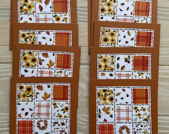 Patchwork Quilt - Fall Fun note cards, set of 10 cards and envelopes, blank inside