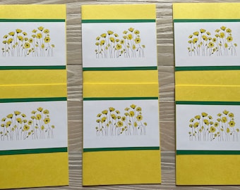 Yellow Poppies note cards, set of 6, flower note cards, blank inside
