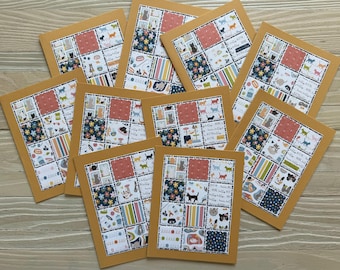 Cat Lover patchwork quilt note cards, set of 10 cards and envelopes