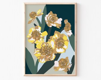 A3|A4|A5 |Floral Abstract Art Print |Colourful Nature Print | Floral Illustration |Bedroom Wall Art | Unframed Print |Abstract Botanical Art