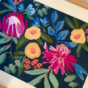 A3A4A5 Navy Flower Art Print Floral Painting Print Floral Illustration Bedroom Wall Art Unframed Print Painterly Navy Flower image 5