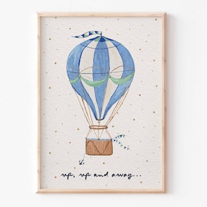 Stampa artistica di mongolfiera stravagante / Illustrazione di una stanza dei bambini vintage / Illustrazione di una fiera del divertimento / Illustrazione stravagante / Stampa senza cornice / Illustrazione di un bambino