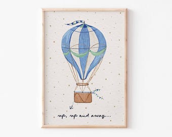 Whimsical Hot Air Balloon Art Print |Vintage Nursery | Fun Fair Illustration | quirky illustration | Unframed Print | baby child artwork