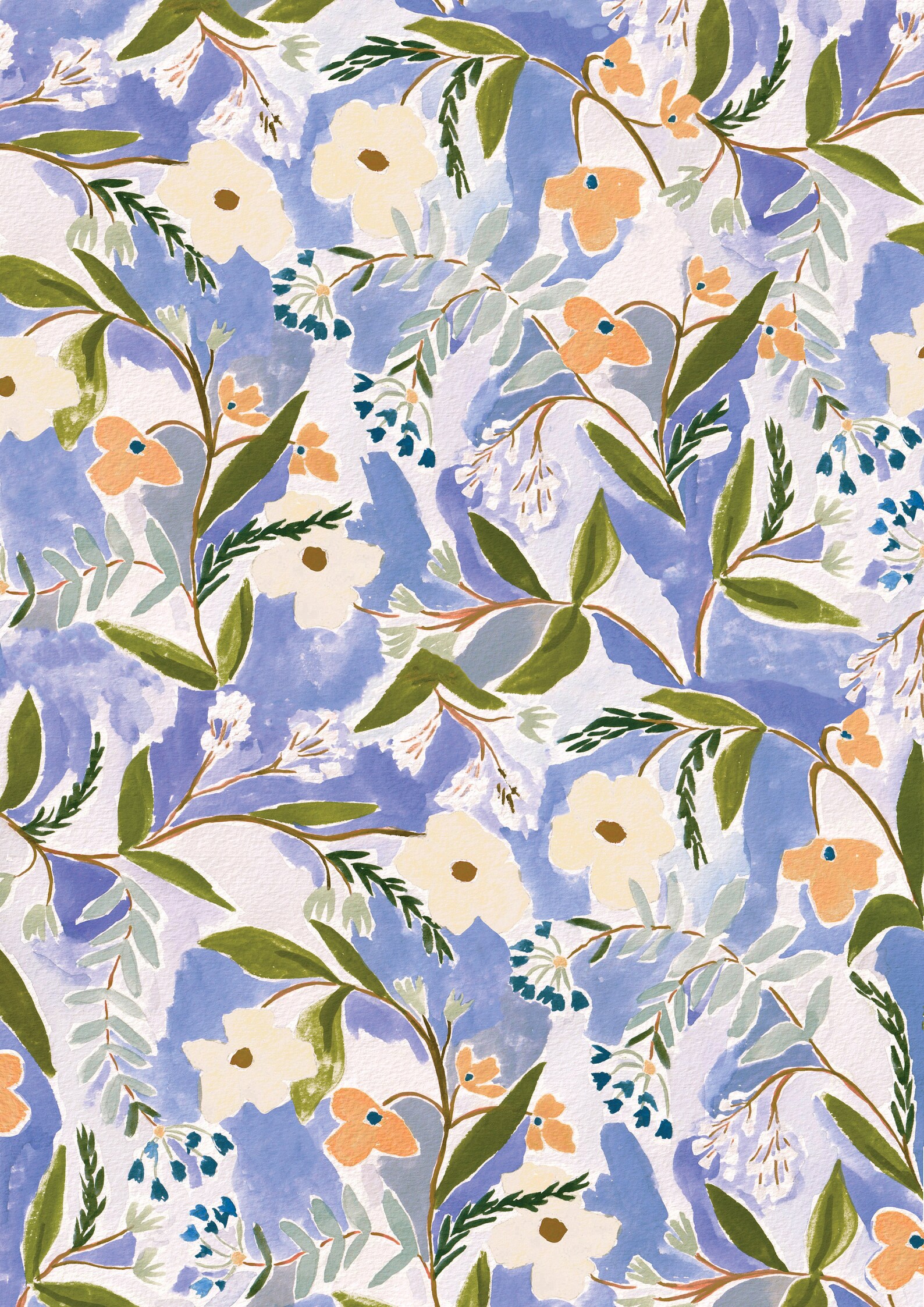 A3A4A5 blue Floral Art Print floral Painting Print Etsy