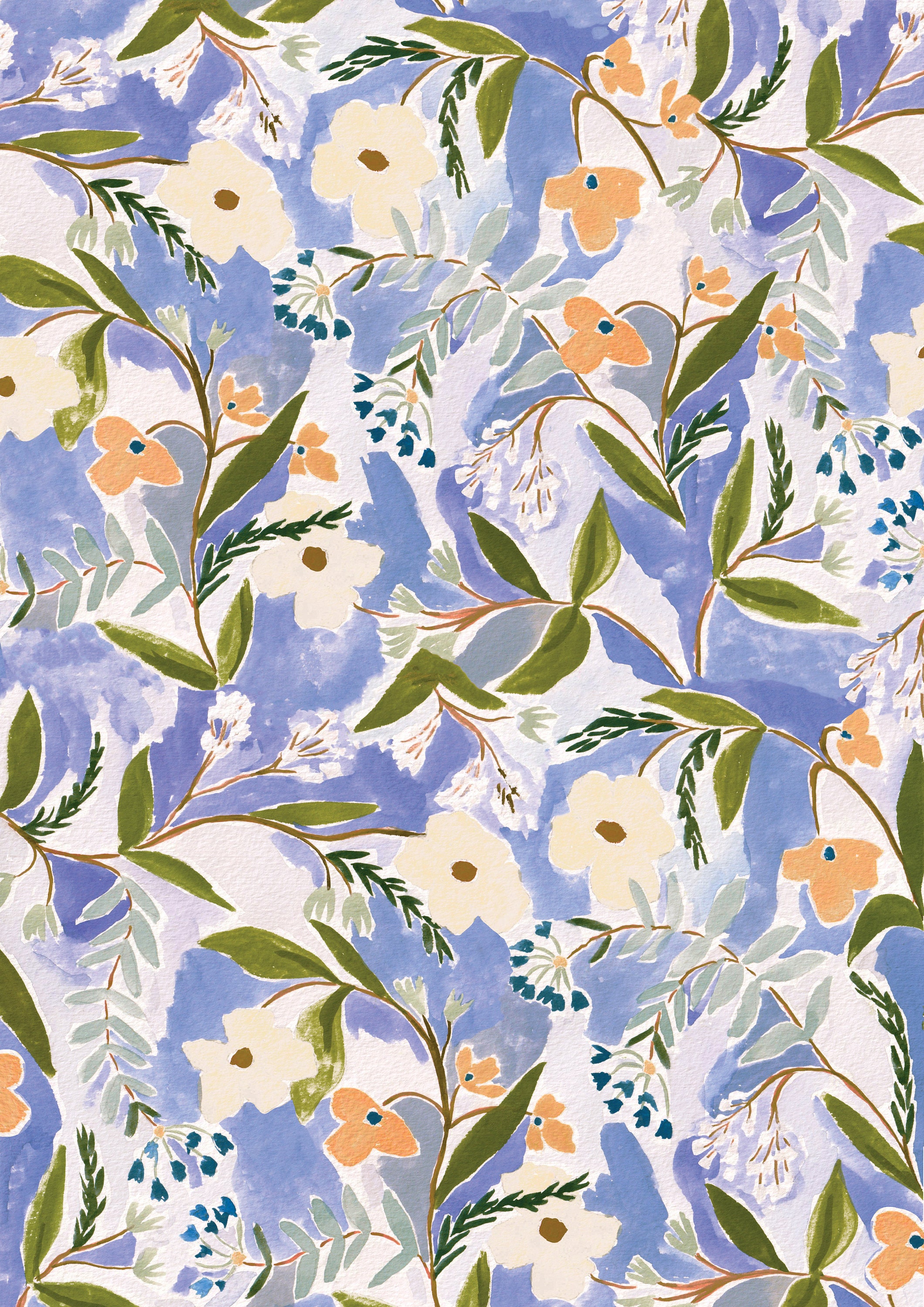 A3A4A5 blue Floral Art Print floral Painting Print Etsy