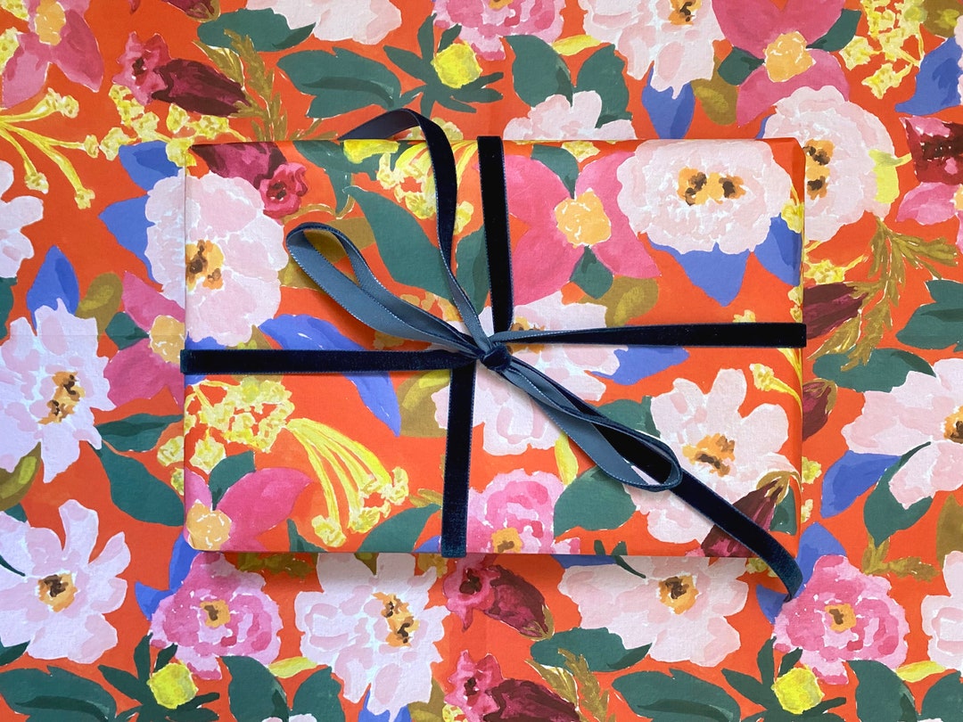 Luxury Red Painted Floral Wrapping Paper Sheet | Gift Wrap | Birthday ...