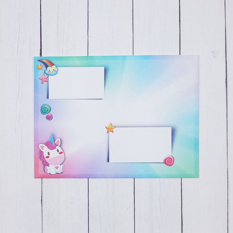 rainbow unicorn a5 printable stationery etsy