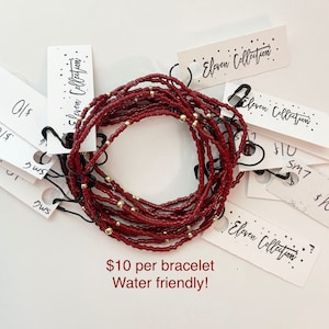 Maroon Seed Bead Stretch Bracelet - 1 Bracelet