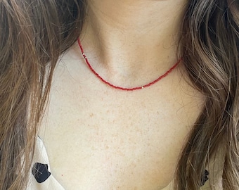 Red Seed Bead Necklace