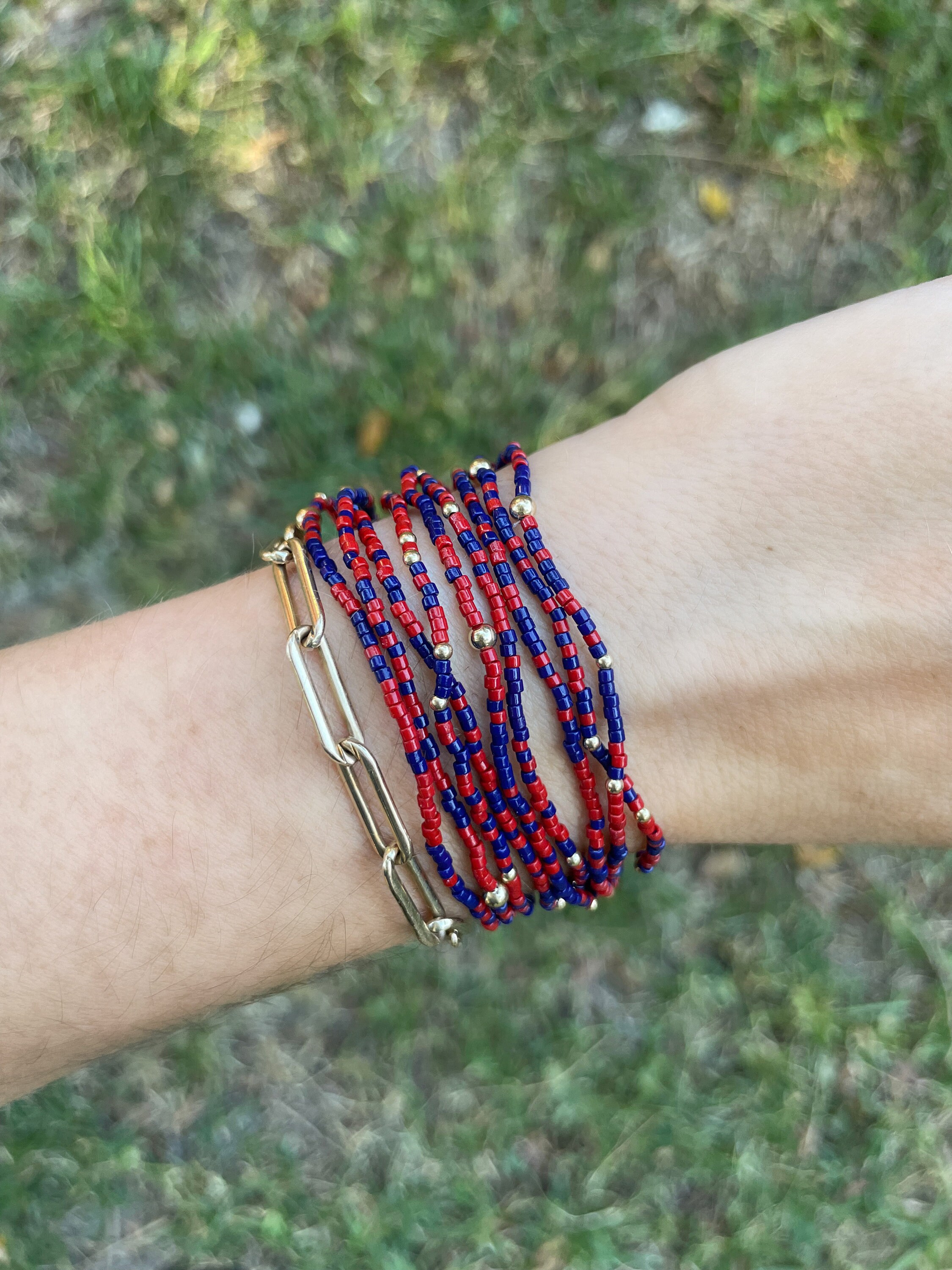 Navy Seed Bead Stretch Bracelet - 1 Beaded Bracelet - Etsy