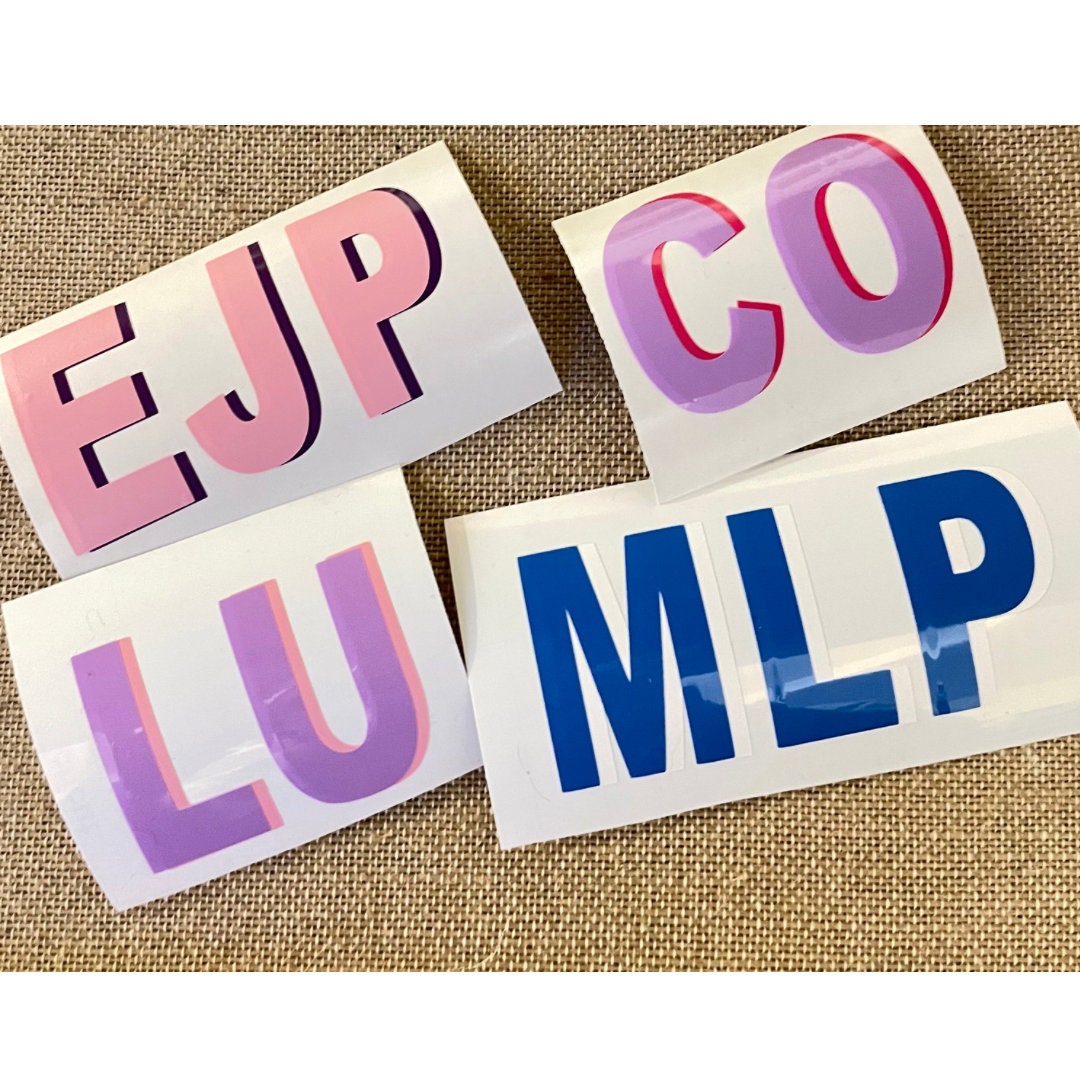 Personalized Shadow Monogram Sticker - Double Layer Vinyl Monogram ...