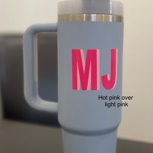 Personalized Shadow Monogram Sticker - Stanley Cup Monogram - Double Layer Vinyl Monogram Decal