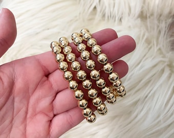 Gold Filled Beaded Stretch Bracelet 8mm