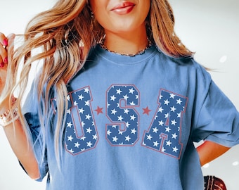 Comfort Colors® Retro Star USA Graphic Tee, Comfort Colors 4th of July Graphic Tee, Star American Graphic Tee, Retro USA Comfort Color Shirt