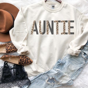 Leopard Auntie Sweatshirt, Auntie Sweatshirt, Auntie Gift, Auntie Hoodie, Aunt Sweatshirt,  Aunt Hoodie, Auntie Crewneck,