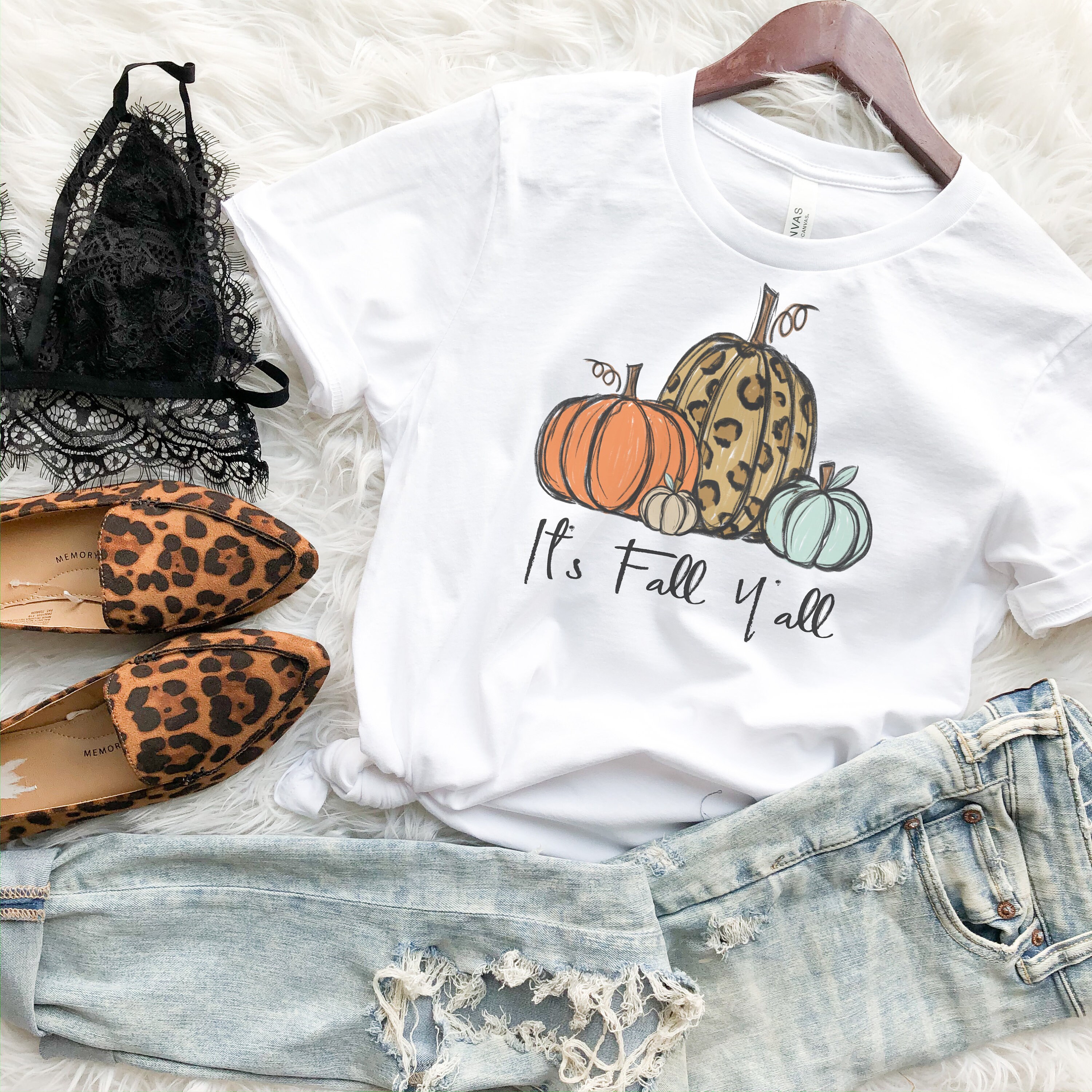It's Fall Y'all Shirt Leopard Pumpkin Shirt Womens | Etsy