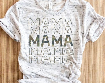 Camo Mama Row Shirt, Mama Shirt, Camo Mama Shirt, Mommy Shirt, Camo Mom Shirt, Camouflage Mama  Shirt, Mama In A Row Shirt