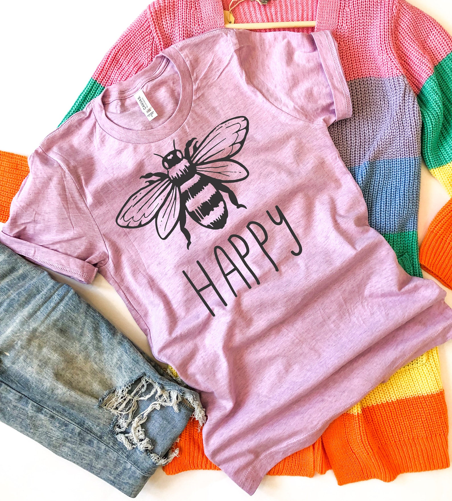 Bee Shirt for Women Bee Happy Shirt Bee Lover Vegan Shirt Etsy