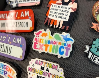 Make homophobia extinct pin, wood pin