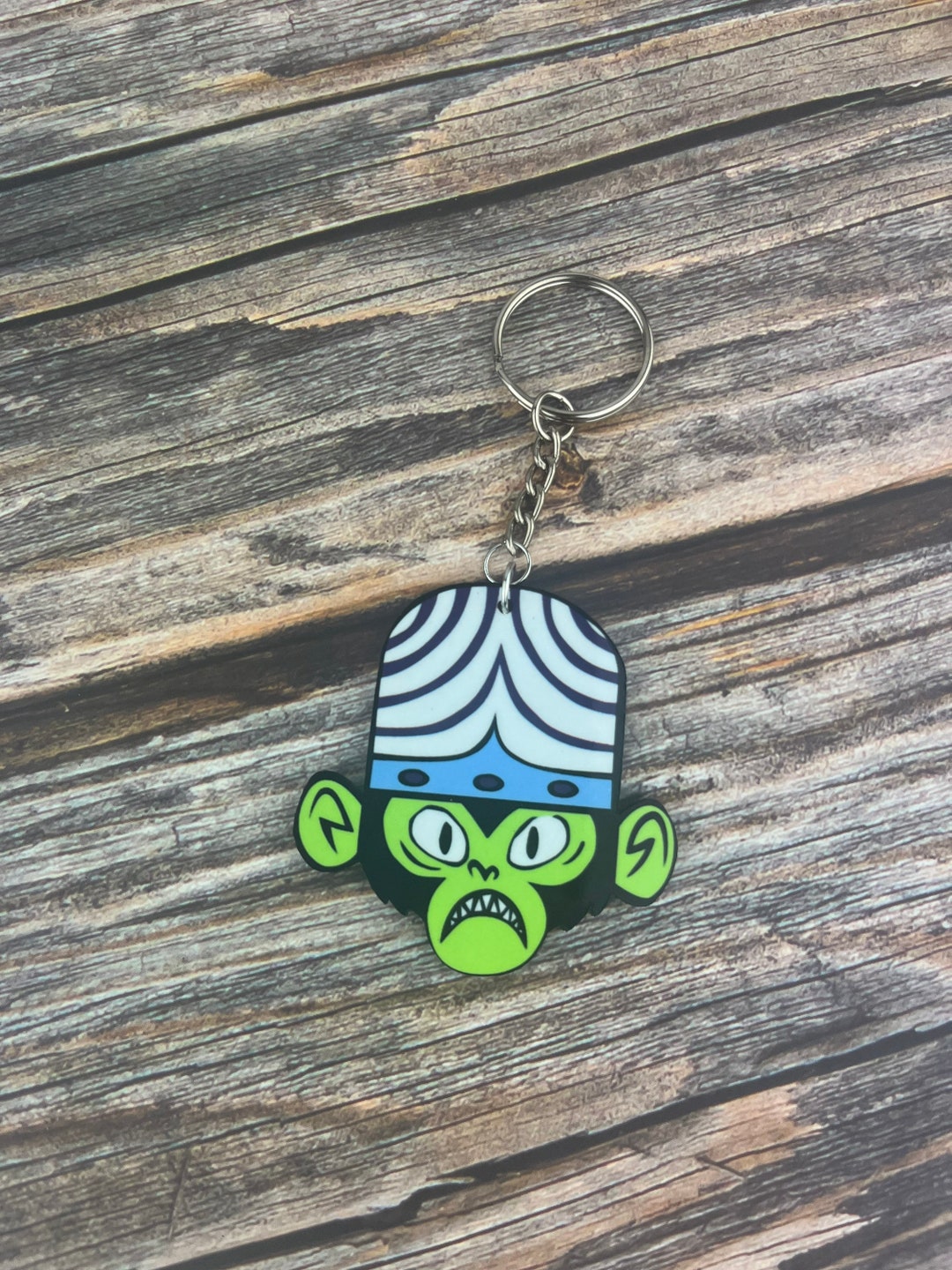 Mojo Jojo Keychain Powerpuff Girls Keychain Cartoon Keychain Etsy