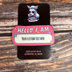 Personalized &#39;Hello I am&#39; Nametag Pin - Custom Wood Pin