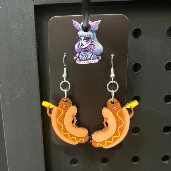 Hot dog earrings, hot dog earrings, food earrings