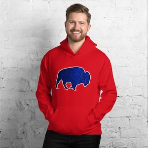 Stehende blaue Büffel / LETS GO BUFFALO / Bills inspiriert Unisex Hoodie